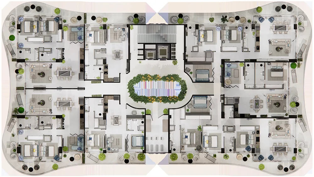 Planta arquitectónica del nivel 10 de Ikonic Tower