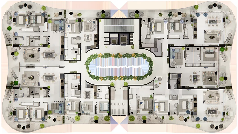 Planta arquitectónica del nivel 2 de Ikonic Tower