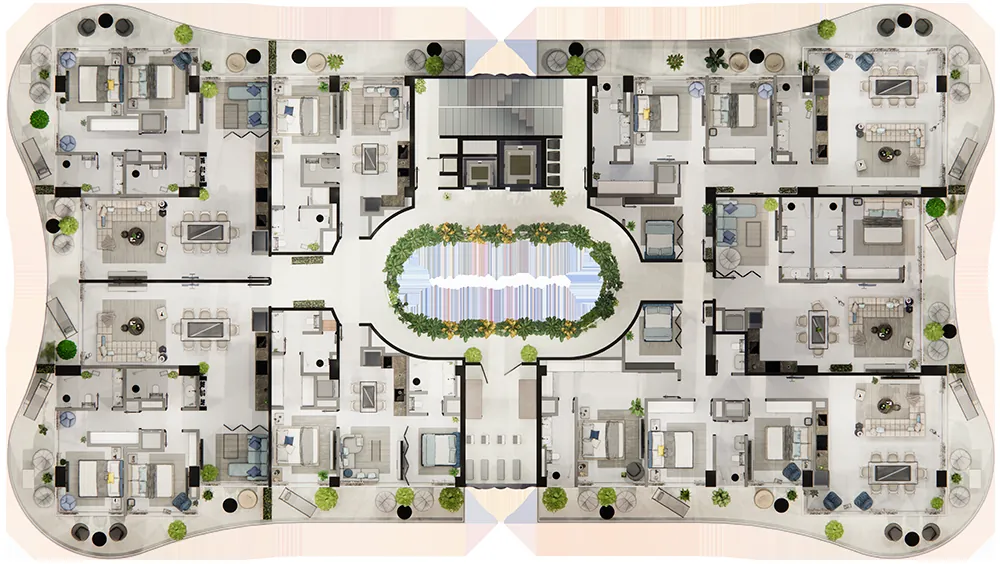 Planta arquitectónica del nivel 4 de Ikonic Tower